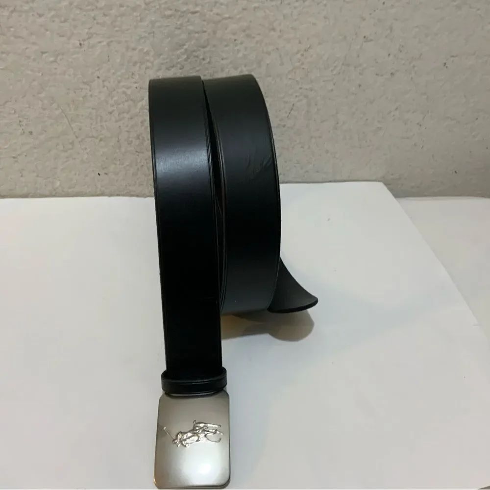 Polo Ralph Lauren Pony Plaque Leather Belt Black size 40